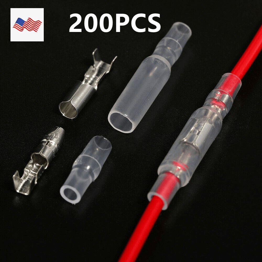 200PCS 4.0mm Bullet Terminal Car Electrical Wire Female Male Connector Set US