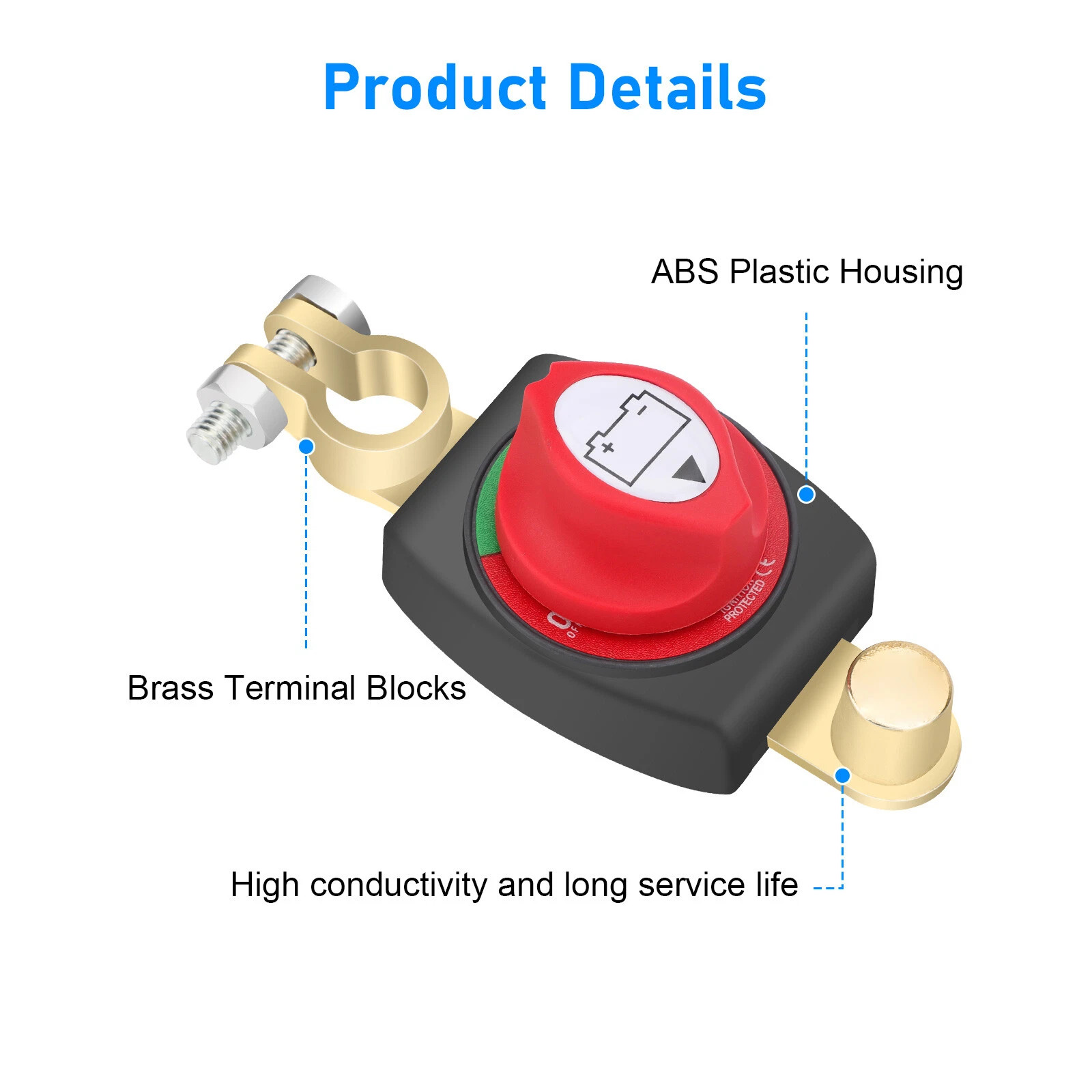 Top Post Battery Disconnect Switch 12-48V Marine Battery Cut-Off Switch Isolator