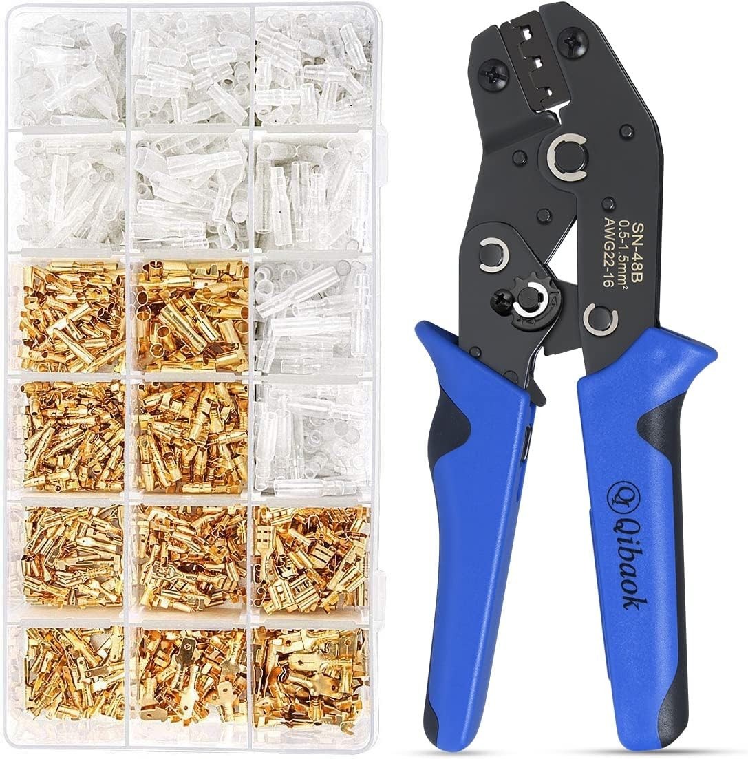 Wire Terminal Crimping Tool Kit, Ratcheting Wire Crimper AWG 22-16(0.5