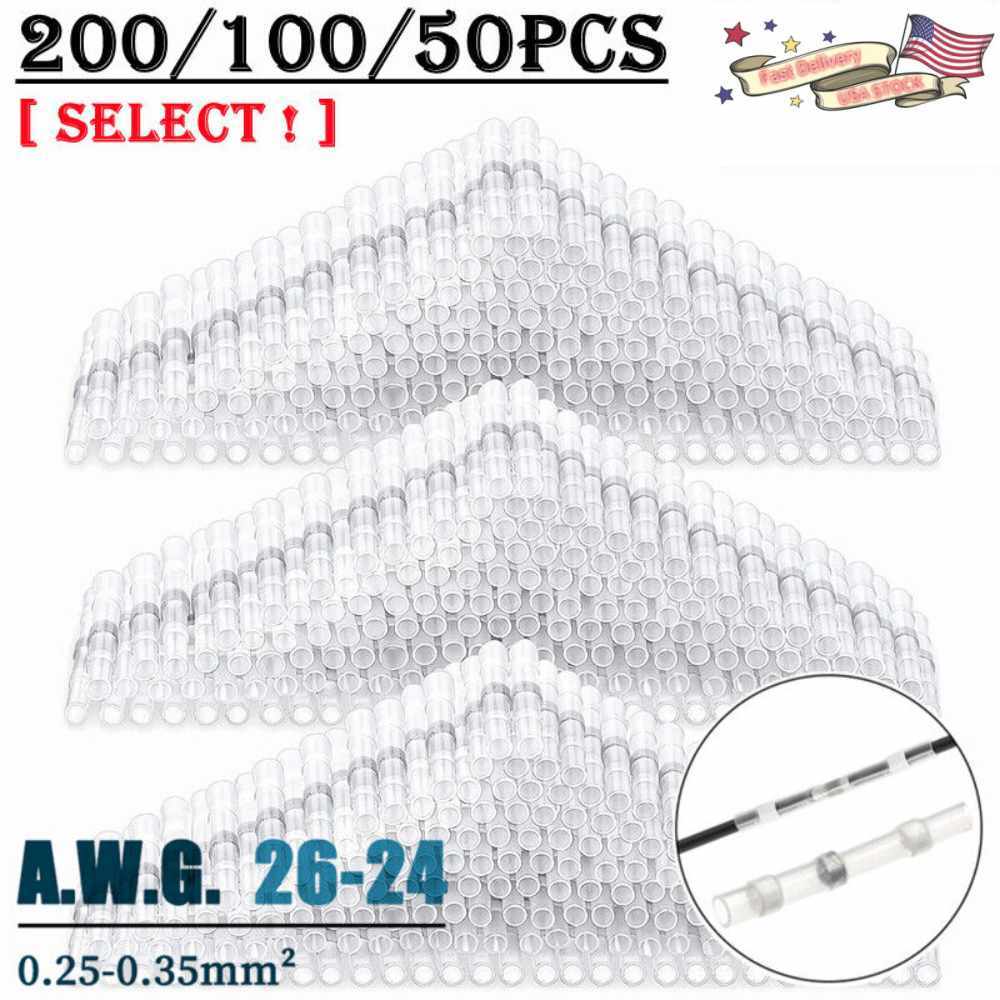 200x 26-24 AWG Seal Solder Sleeve Butt Terminals Heat Shrink Wire Connectors US