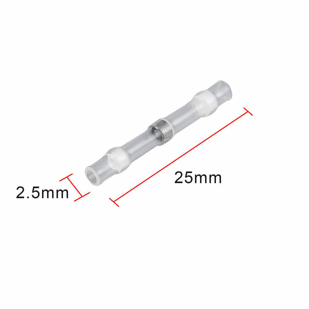 50Pcs 24-26AWG Solder Seal Sleeve Heat Shrink Butt Wire Connectors Terminals