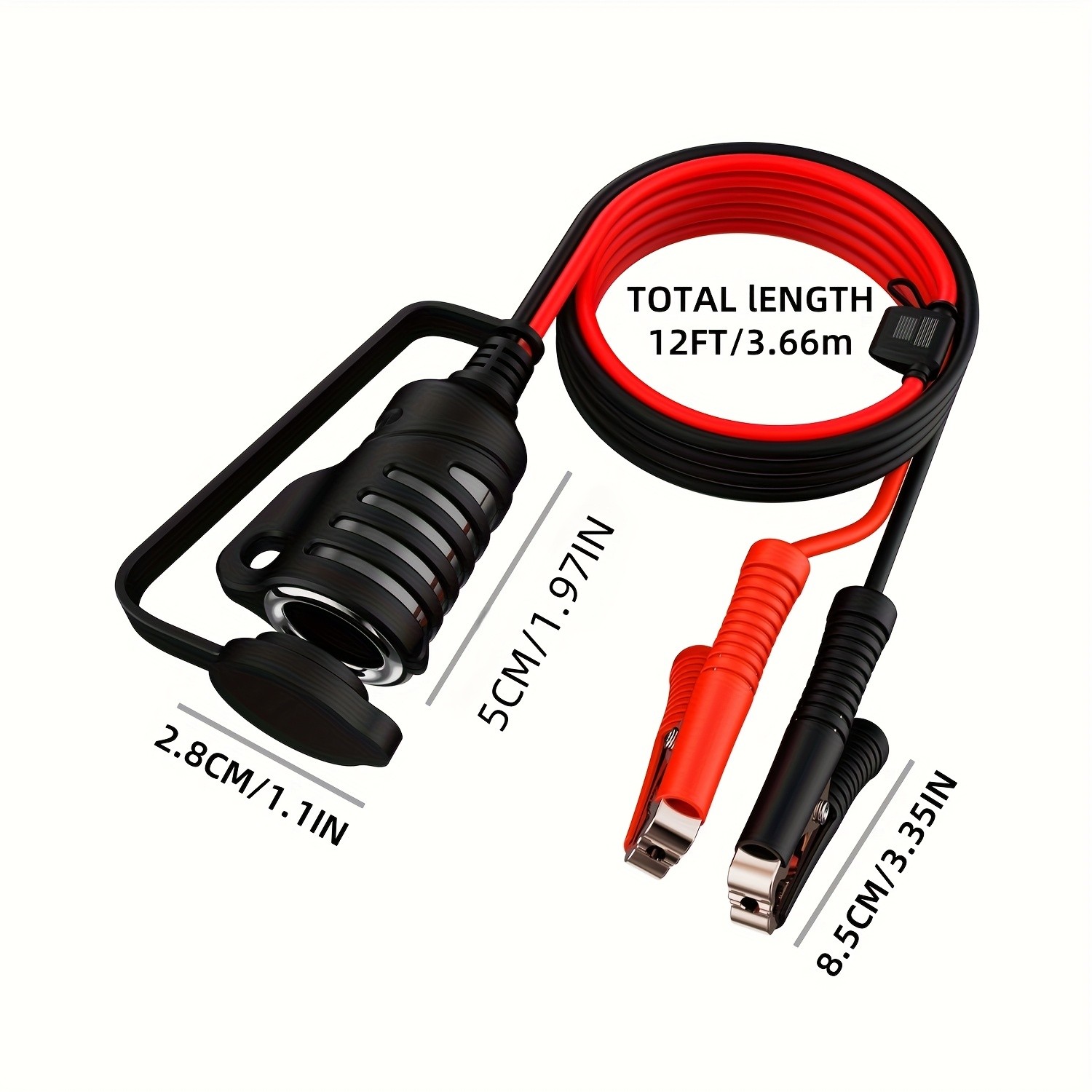 Practical Safe Shockproof 16AWG Automotive Battery Alligator Clip Extension Cord
