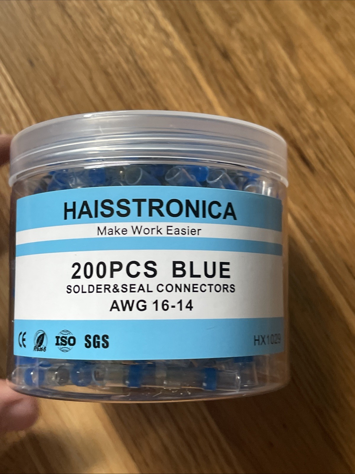 Lot Of 200 Haisstronica 16-14 Awg Blue Solder Seal Connectors