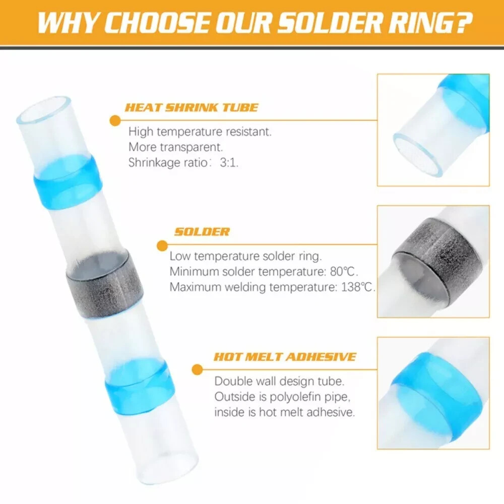 800 Heat Shrink Self Soldering Butt Connector Wire Solder Stick Splice Connector