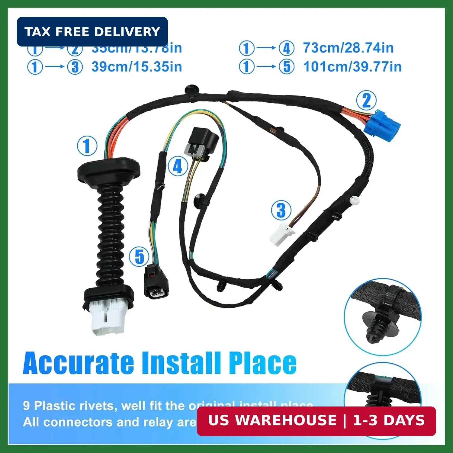 Rear Door Harness with Connector for Dodge for RAM 1500 2500 3500 4500 5500 5…