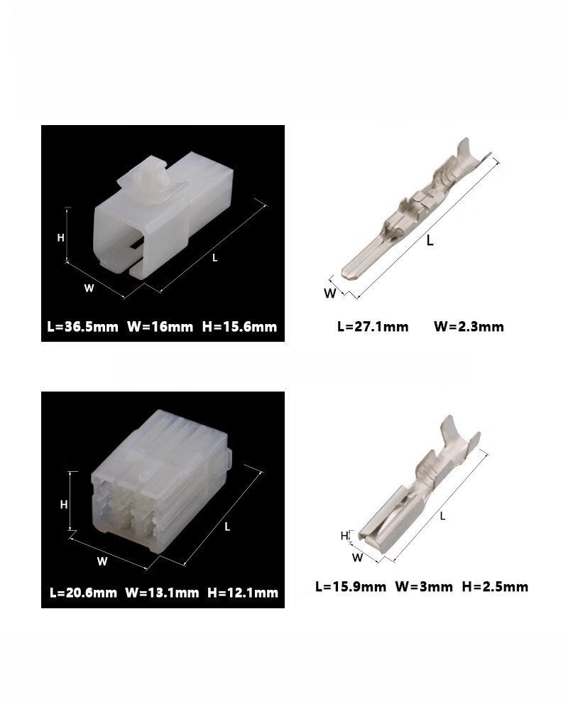 5 pairs 6pin Suitable for tail light socket plug 2.0mm DJ7062A-2-11/21