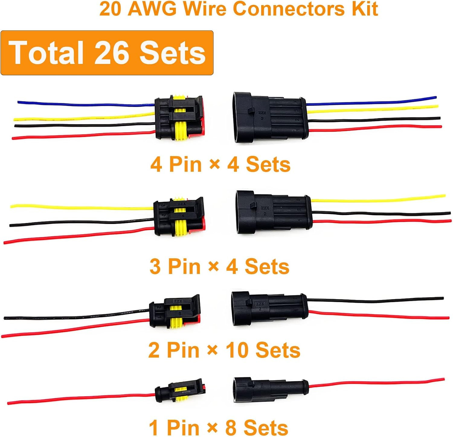 20 AWG Waterproof Wire Connectors Automotive Electrical Connectors Quick Disconn