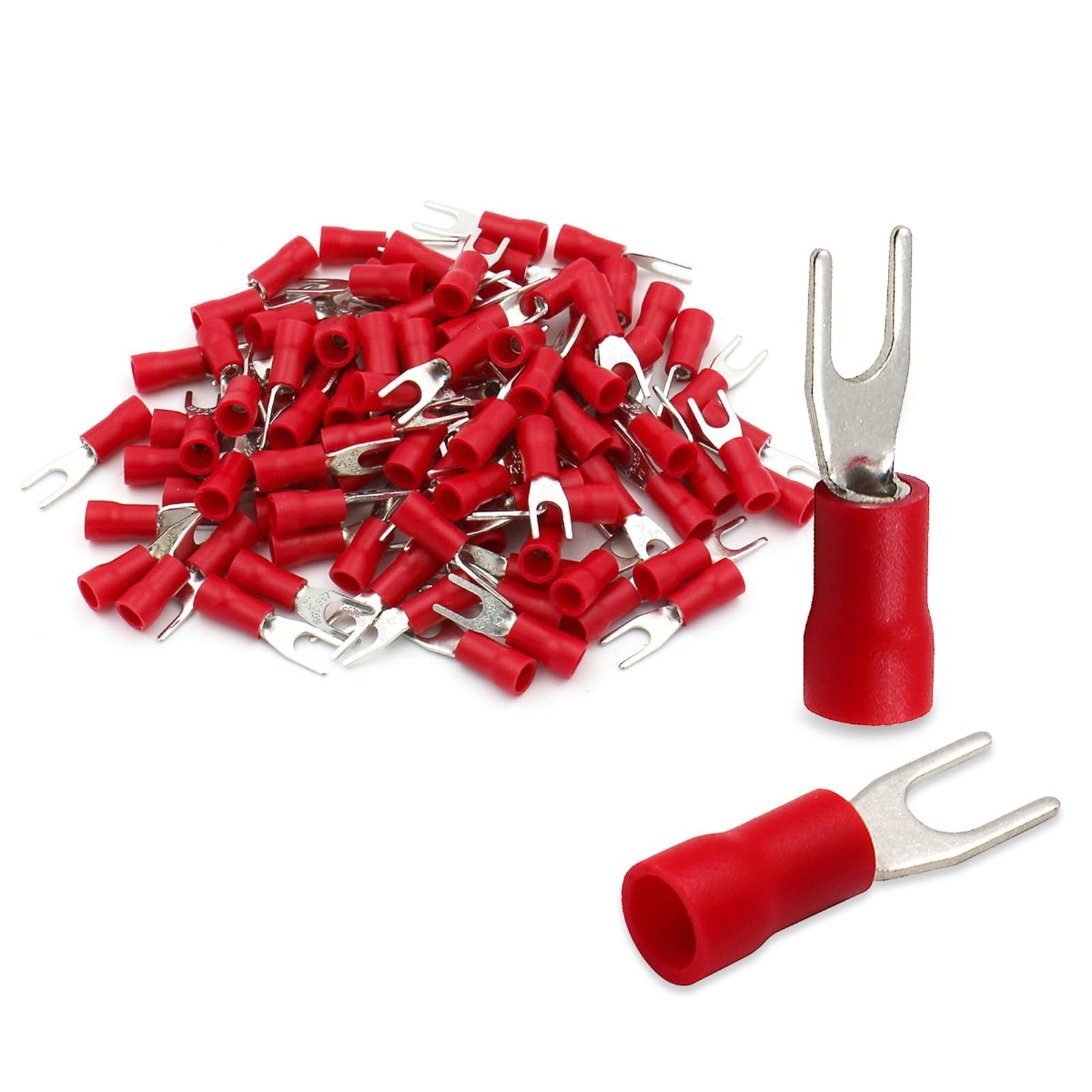 Baomain Fork Spade Terminal Connectors – Insulated, #6 Stud (3.7mm), 22-16 AW…