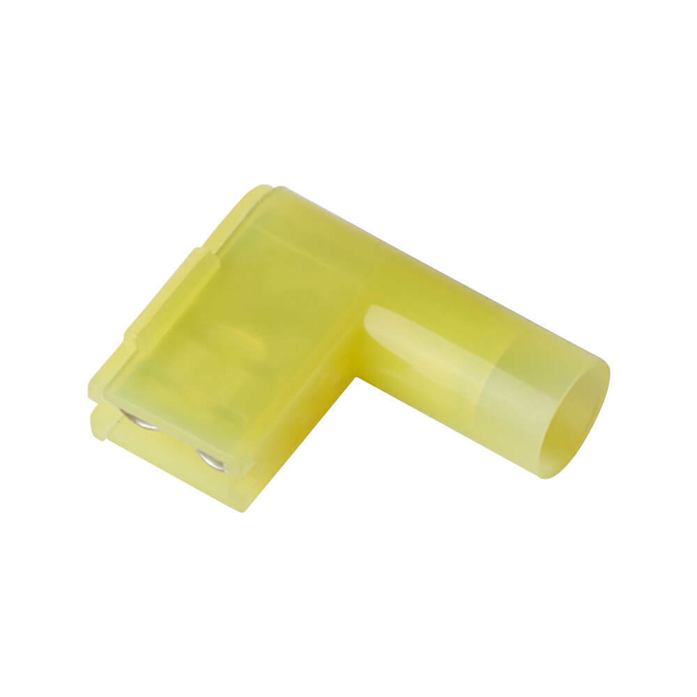 50PCS Yellow Nylon Flag Spade Terminals Right Angle 12-10AWG Crimp Connectors