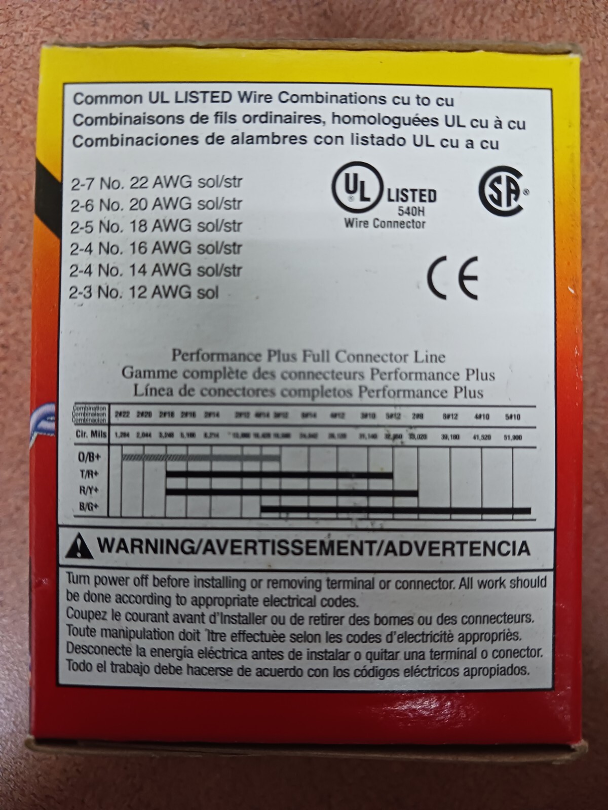 3M 054007-43152 TWIST-ON WIRE CONNECTOR O/B+, 2-#22~3-#12 AWG (Box/100)