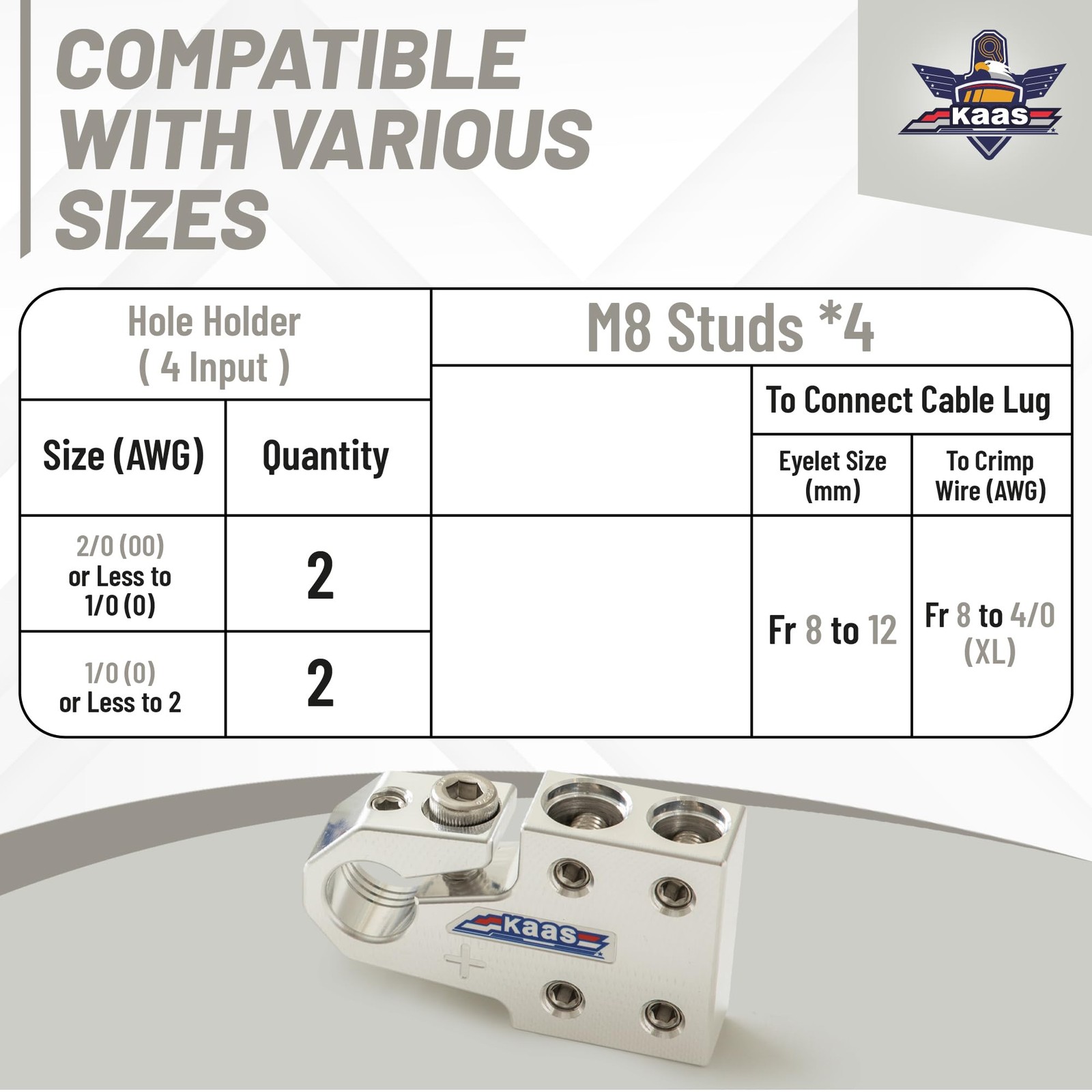 Lead Acid Battery Terminal Clamps, Metallic Silver, Positive and Negative Set, B