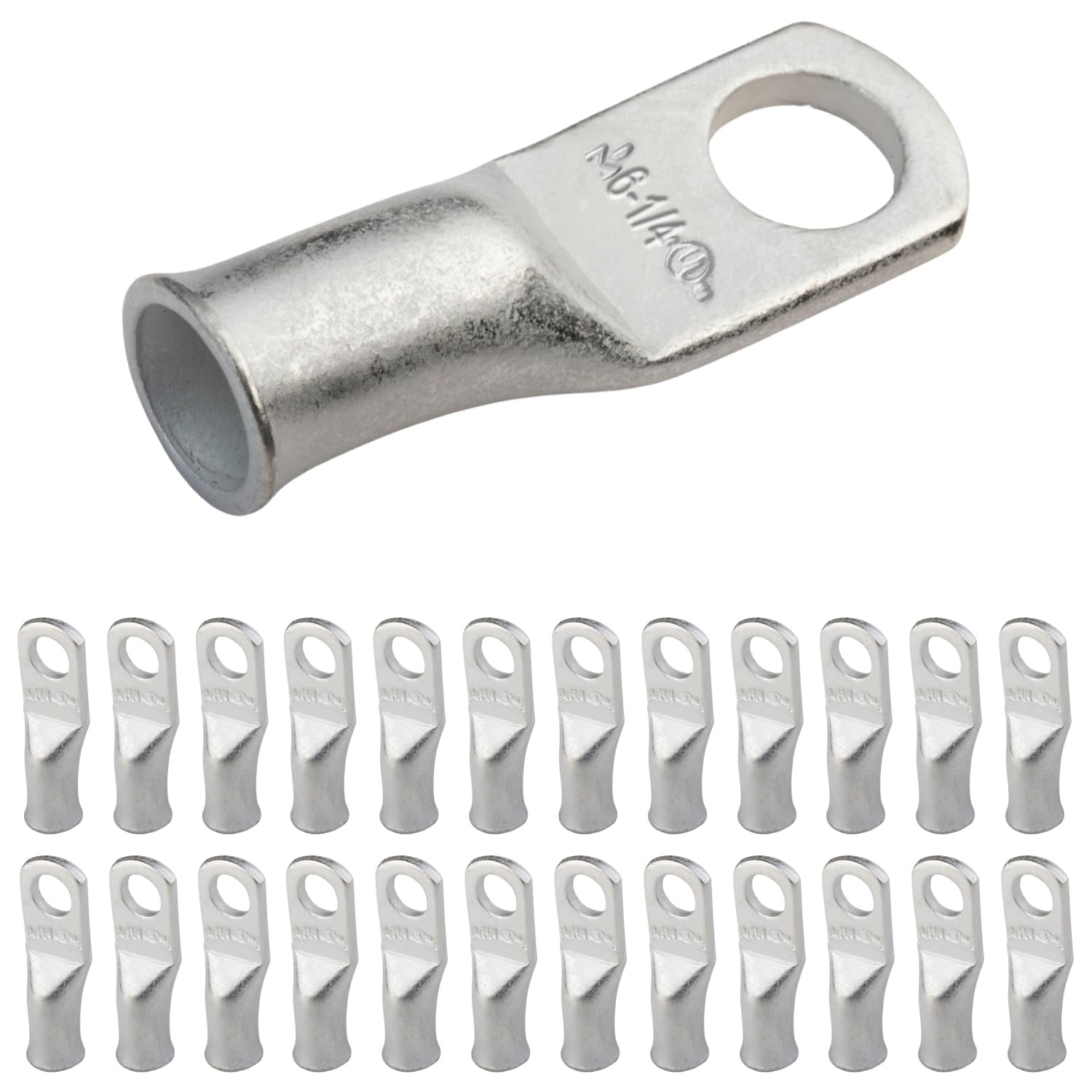 25PCS 6 AWG 1/4” Ring Terminal Tinned Copper Battery Cable Lug Connectors