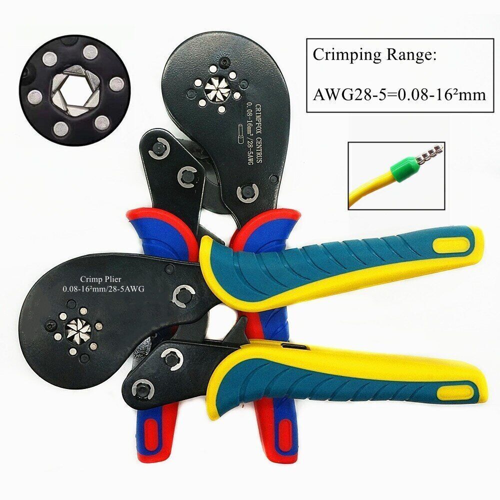 Crimping Pliers Ferrule Hexagonal Steel Straight Terminal Wire Crimper Hand Tool