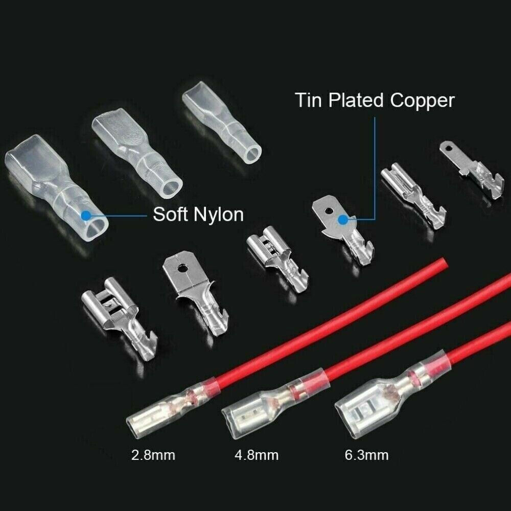 450PCS Female Male Spade Connectors Wire Crimp Terminals Set 2.8mm/4.8mm/6.3mm