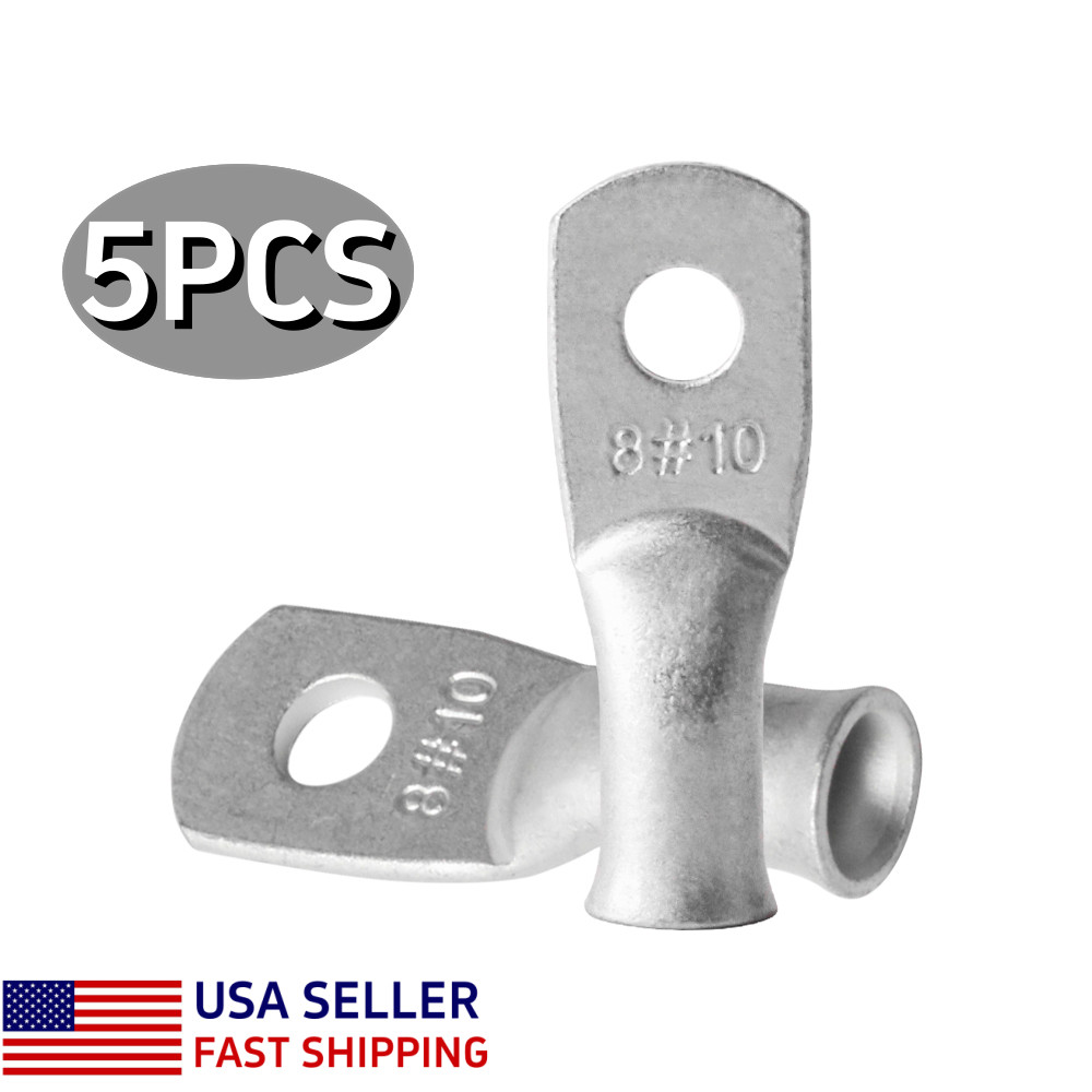 5pcs Marine Grade 8AWG #10 Stud Wire Lugs Battery Cable Closed End Ring Terminal