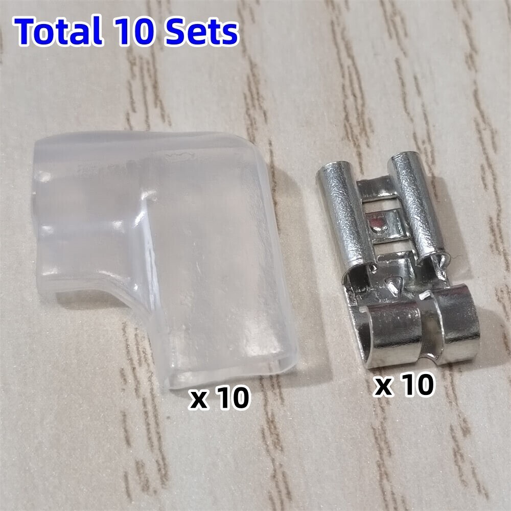 10-300 Sets Female Flag Spade Terminals Wire Connectors 6.3mm Insulating Sleeve