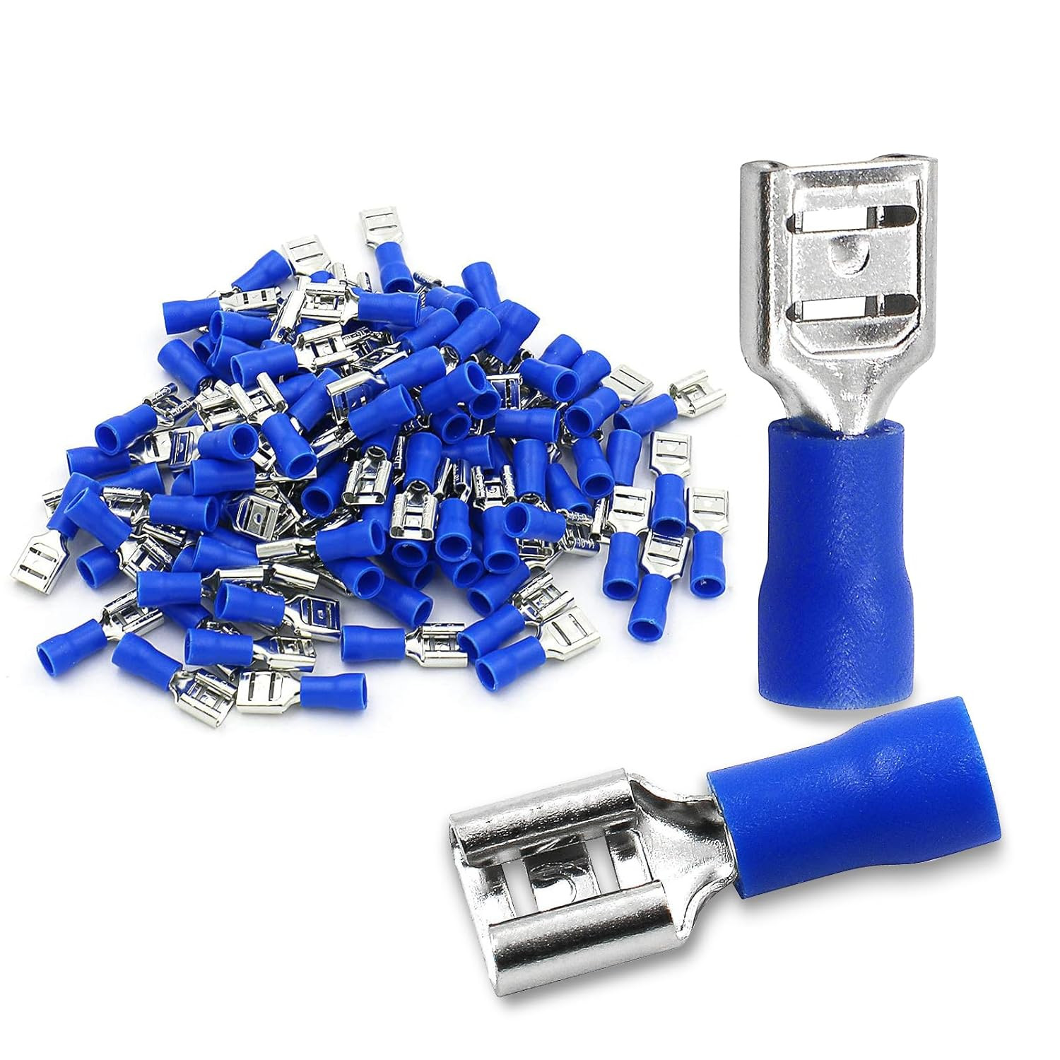 100-Pack 1/4″ Female Quick Disconnect Spade Terminals, 16-14 AWG 6.3Mm (0.25 Inc