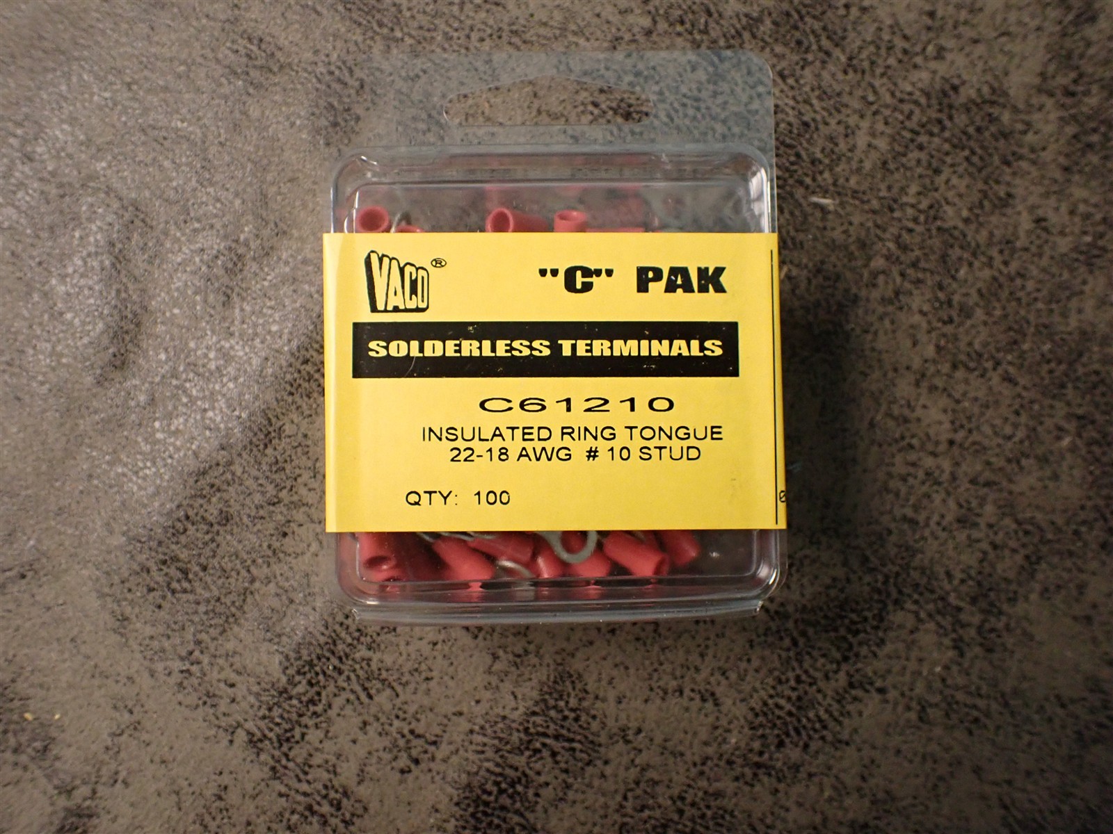 Klein/Vaco C61210 Insulated Ring Terminals 22-18 AWG, 3-100 Packs 300 Total G40