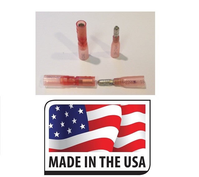 (20) 22-18 GA. 180 SIZE RED 3M HEAT SHRINK BULLET CONNECTOR (MALE/FEMALE) USA