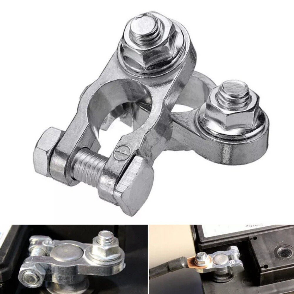 2PCS Car Truck Battery Clamp Terminal Connector Zinc Pile Head Single Column Set