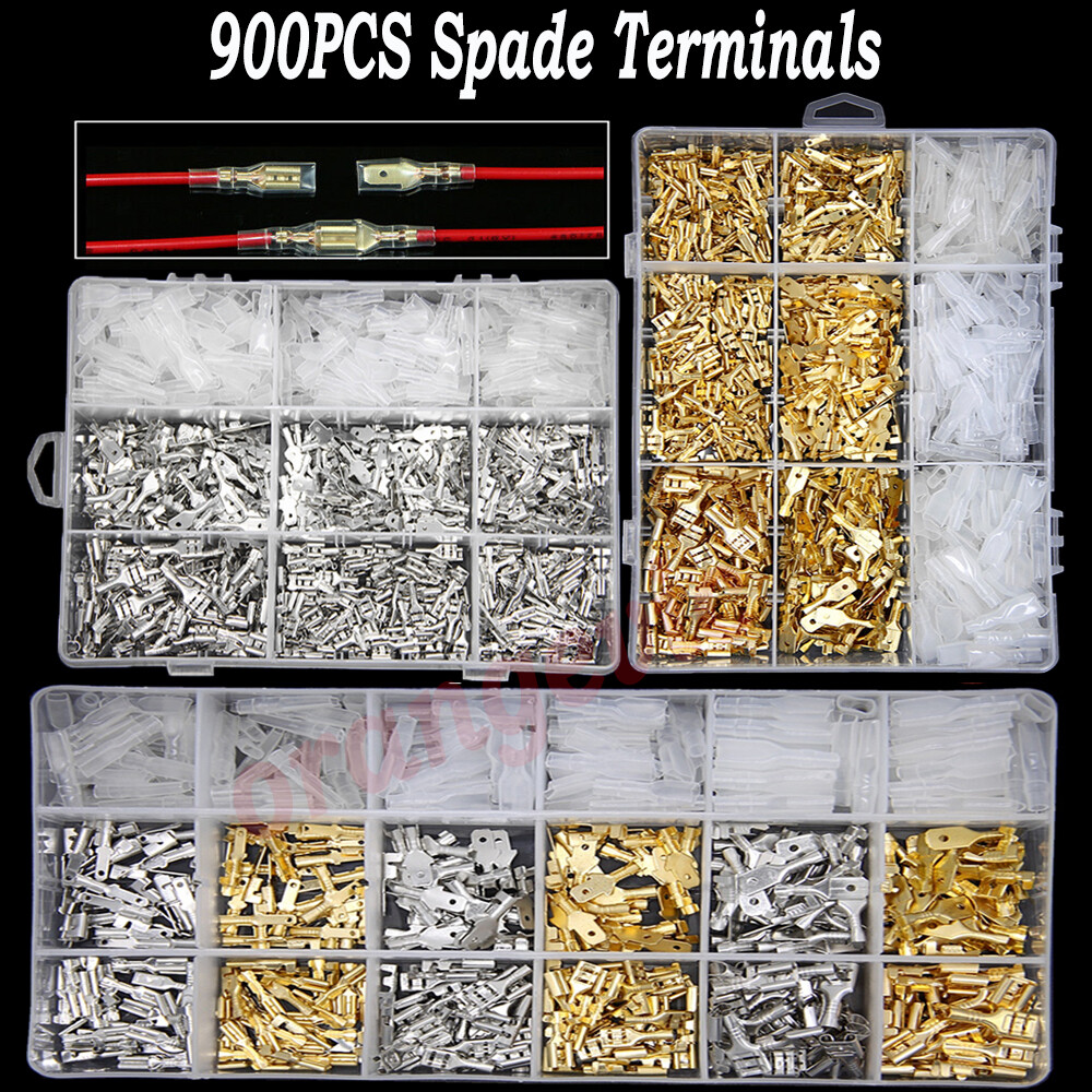 900Pcs Assortment Female Male Spade Electrical Wire Connector Crimp Terminal Kit