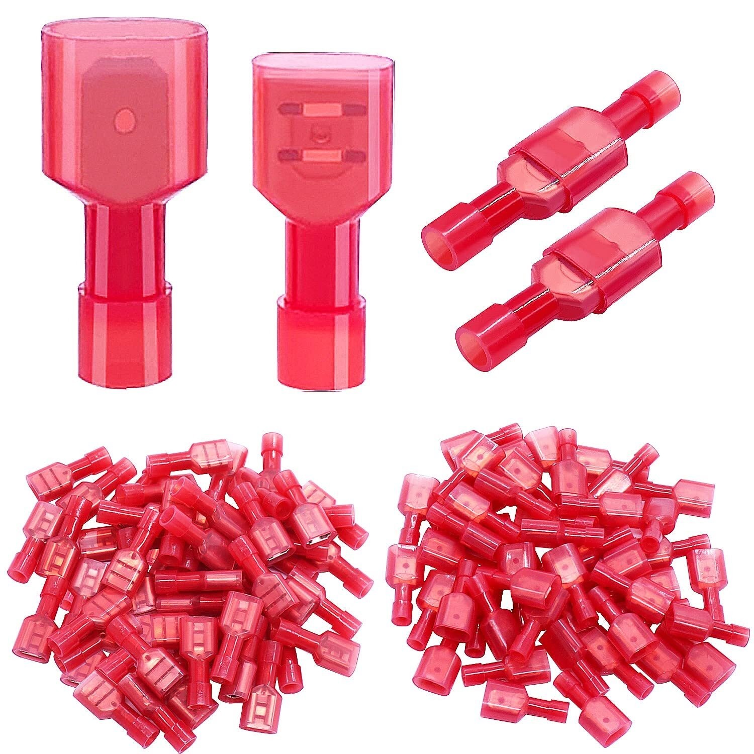100PCS Nylon Female Male 22-16AWG Insulated Spade Crimp Terminal Wire Connectors