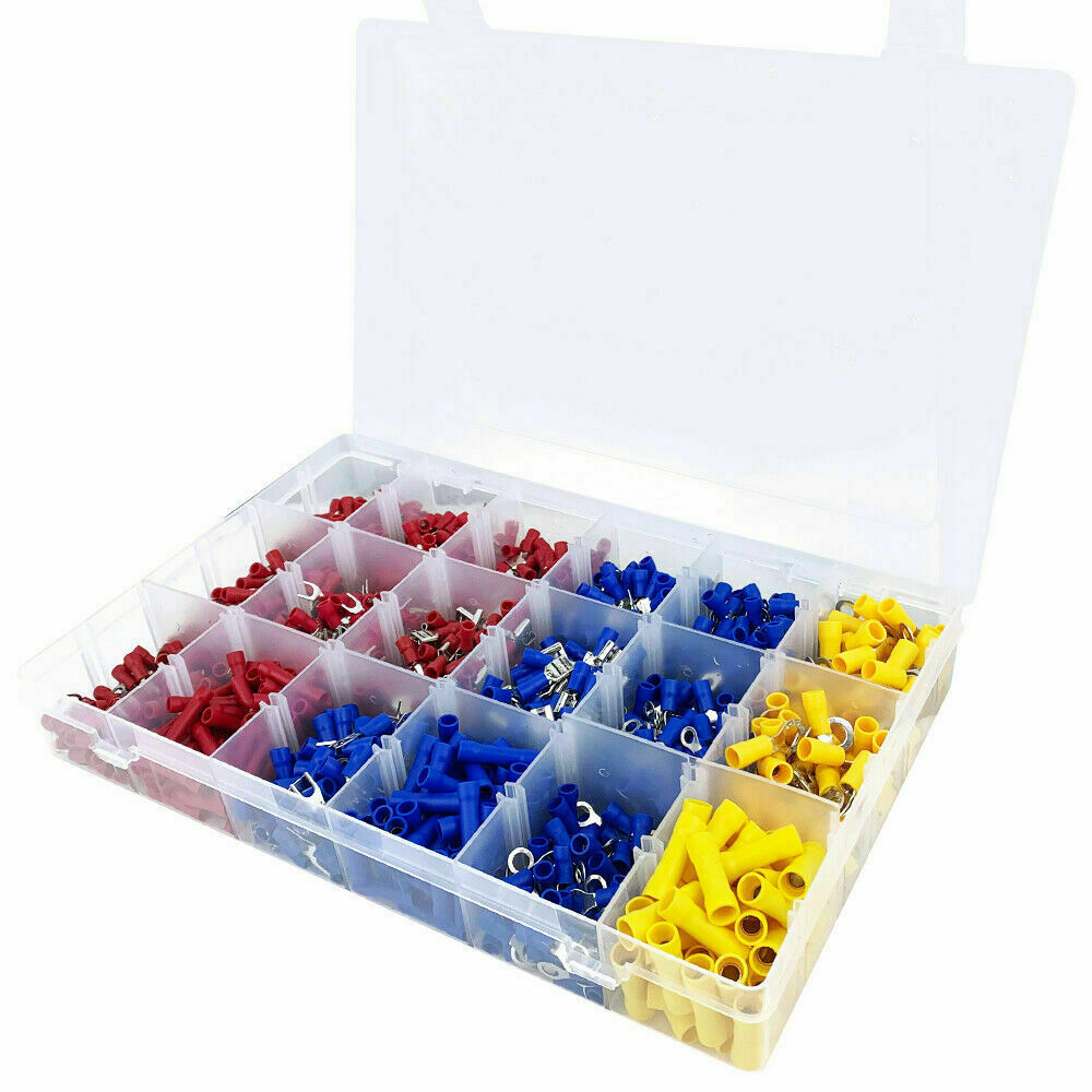 1200PCS Assorted Insulated Electrical Wire Terminals Crimp Connectors Spade Kit