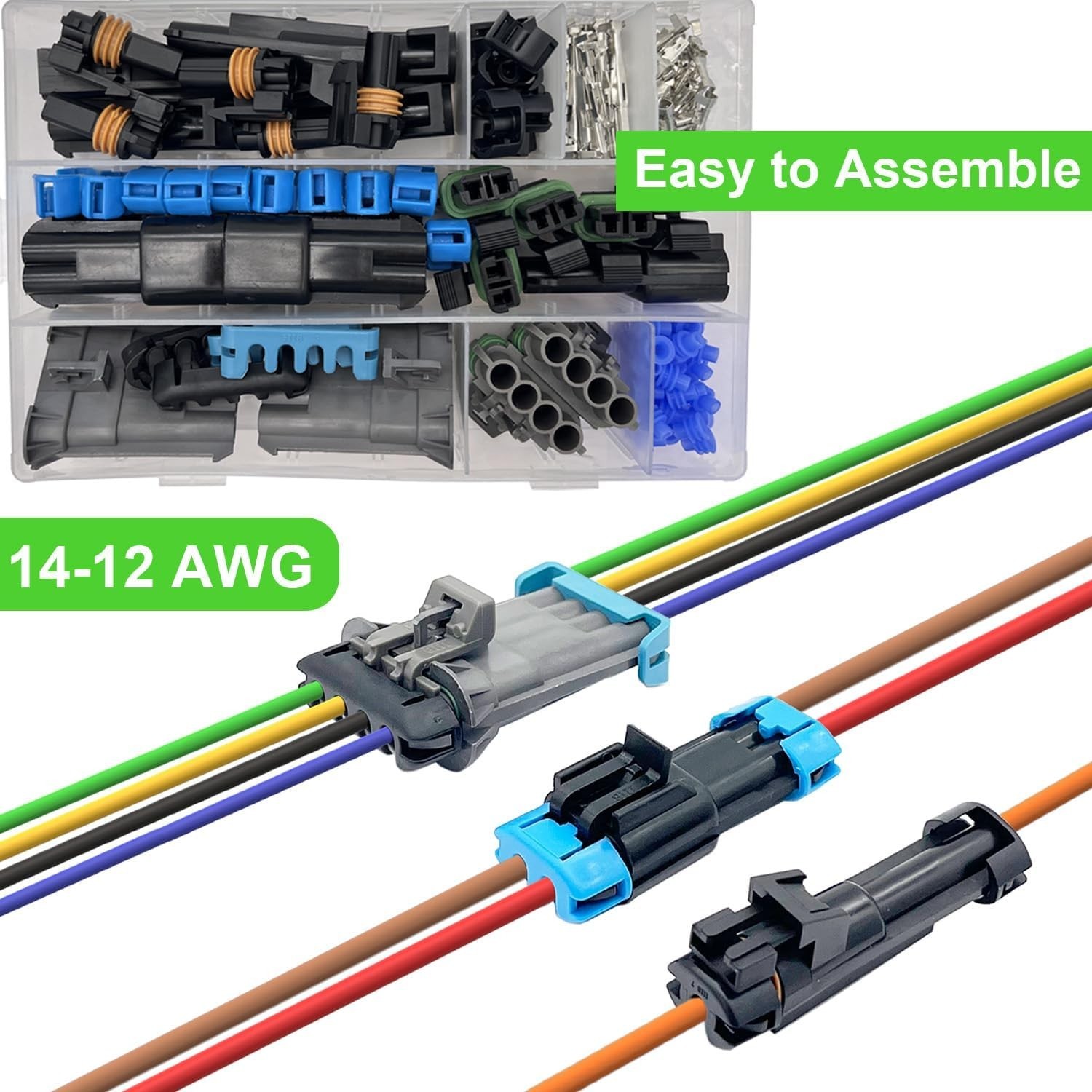 14-12 AWG 2 Pin Weather Pack Connector Kit – 2 Wire – 2Pin – 6 Pair