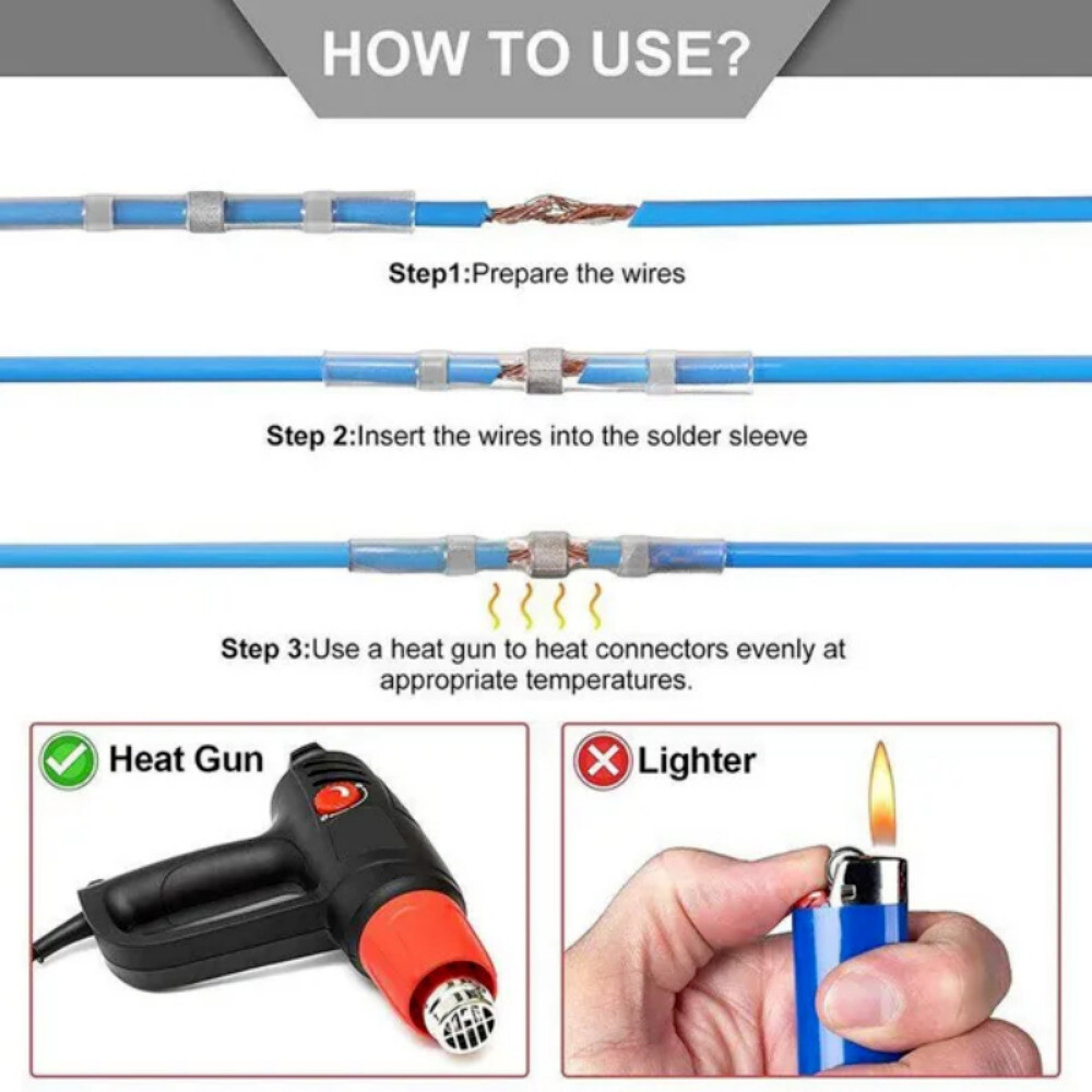 340/160PCS Waterproof Solder Stick Seal Sleeve Heat Shrink Butt Wire Connectors