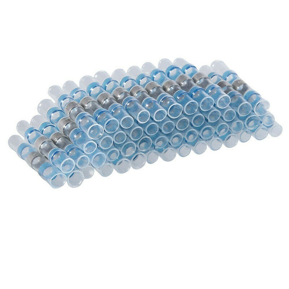 100/50 Blue Solder Seal Heat Shrink Waterproof 16-14 AWG Connector Butt Terminal