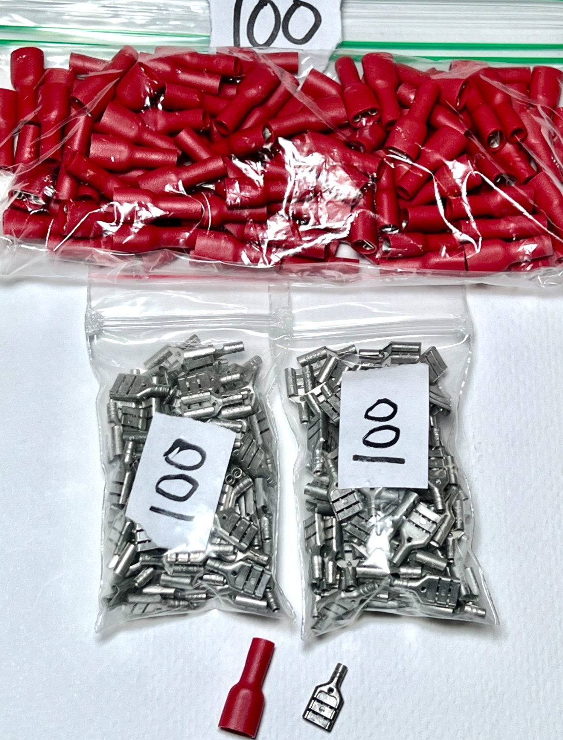 300pcs 22-18 Female 6.35mm Insulated Uninsulated Quick Disconnect Wire Terminal
