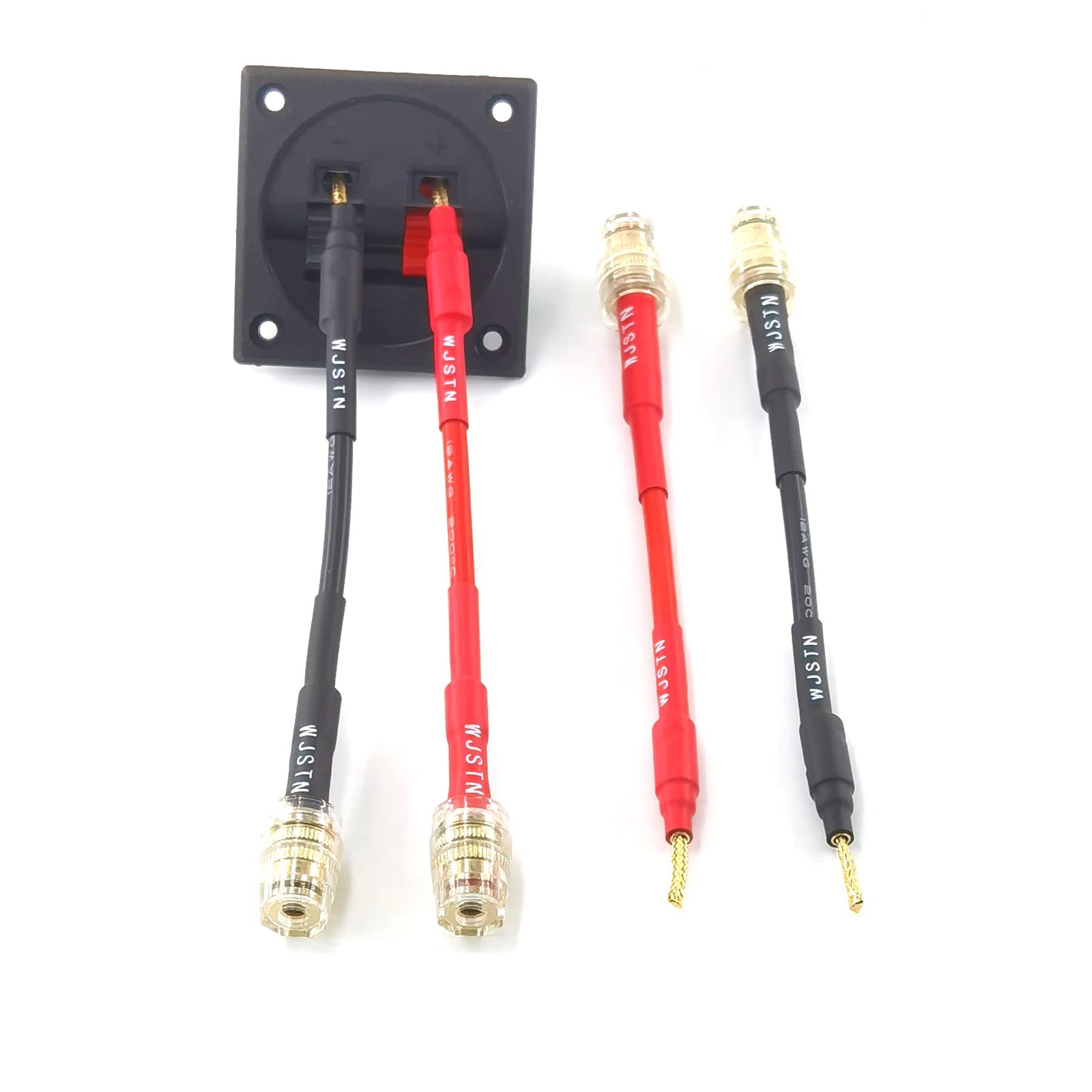 WJSTN Flex Pin Banana Plugs to 4mm Female Jack Speaker Audio Red/Black
