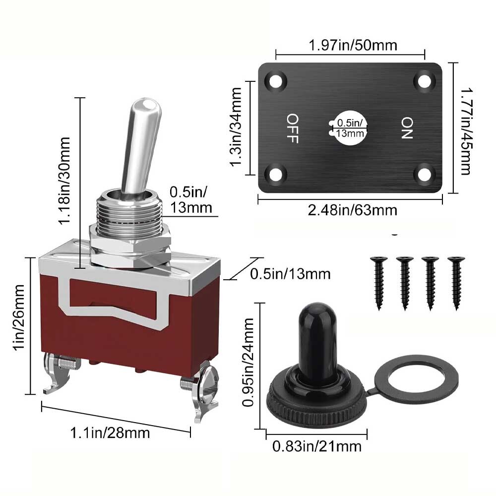 2set Toggle SWITCH ON/OFF Heavy Duty 15A 250V SPST 2Terminal Car Boat Waterproof
