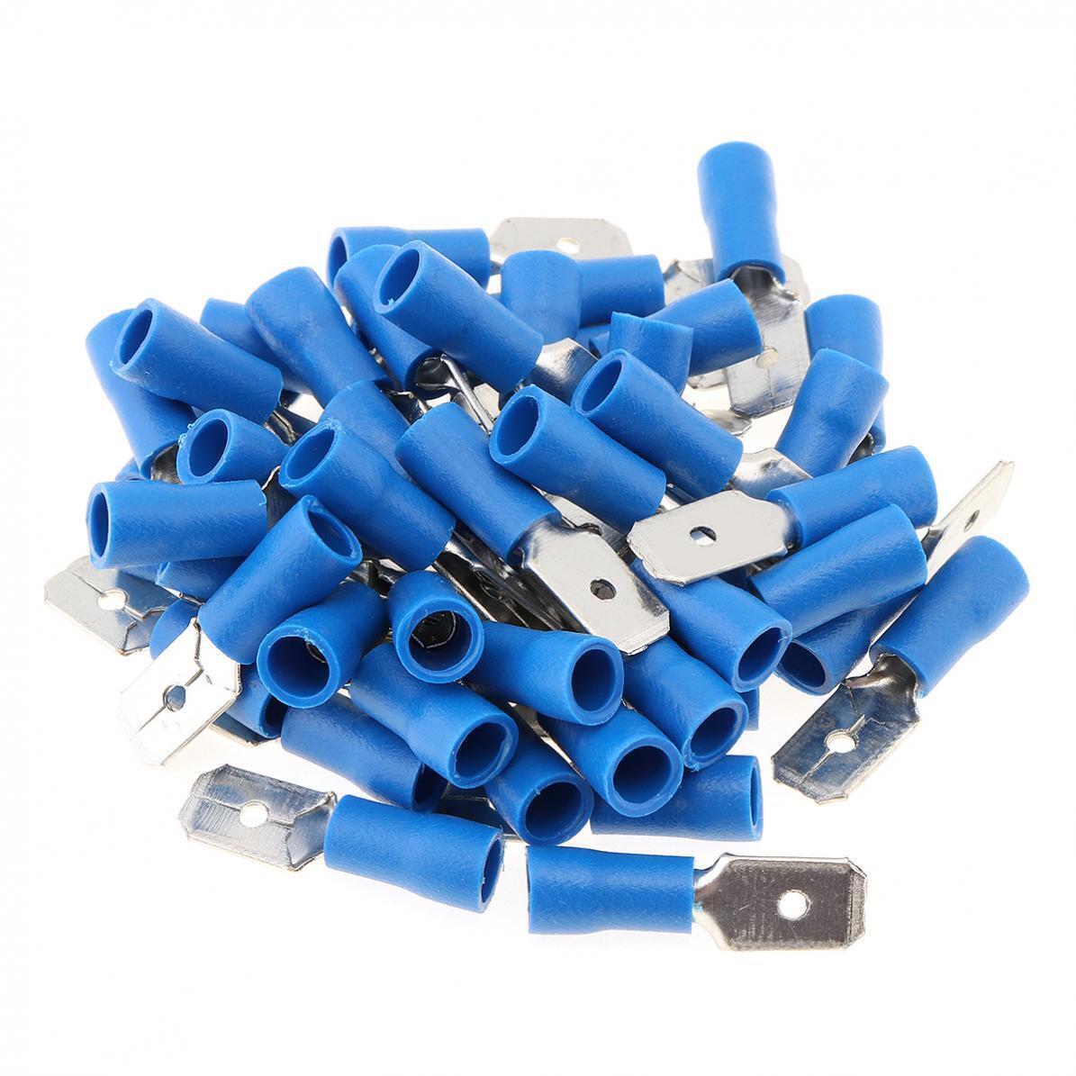 100/200X Blue Male / Female Spade Blade Connectors Insulated Wire Crimp Terminal