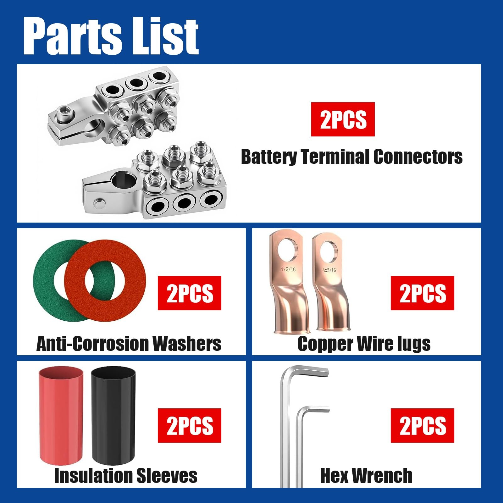 Battery Terminal Connectors 8AWG to 4/0 AWG 12-Way Hybrid Clamps