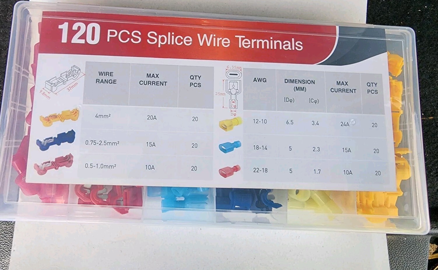 50004R 120 Pcs/60 Pairs Quick Splice Wire Terminals T-Tap Self-stripping *