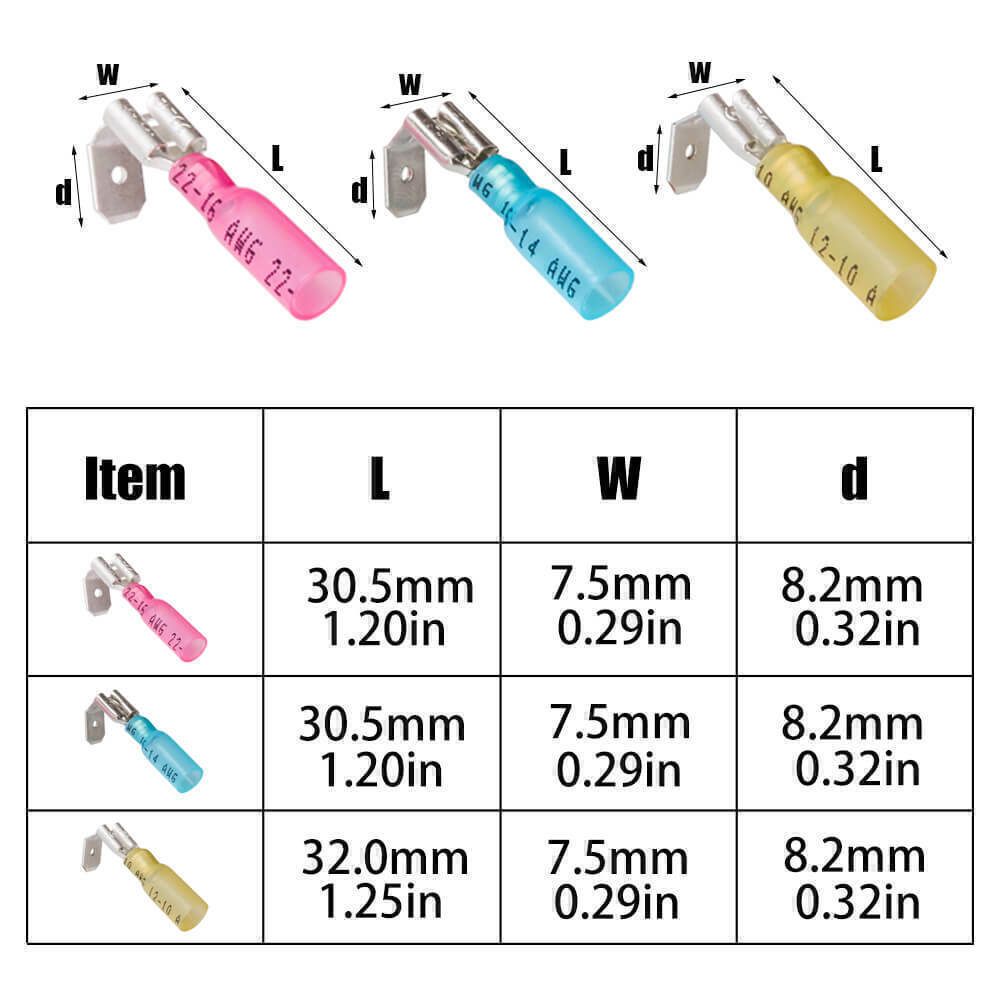 Heat Shrink Quick Disconnect Piggyback Terminal Wire Crimp Connectors 50/140PCS