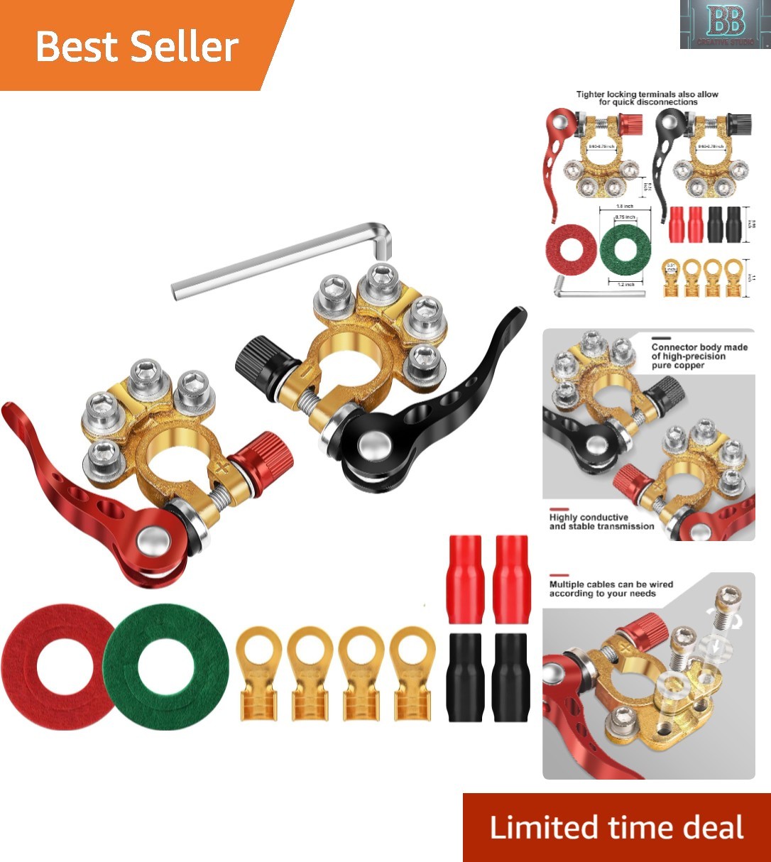 Flexible 4-Way Quick Disconnect Battery Terminals – Pure Copper for All Vehicles