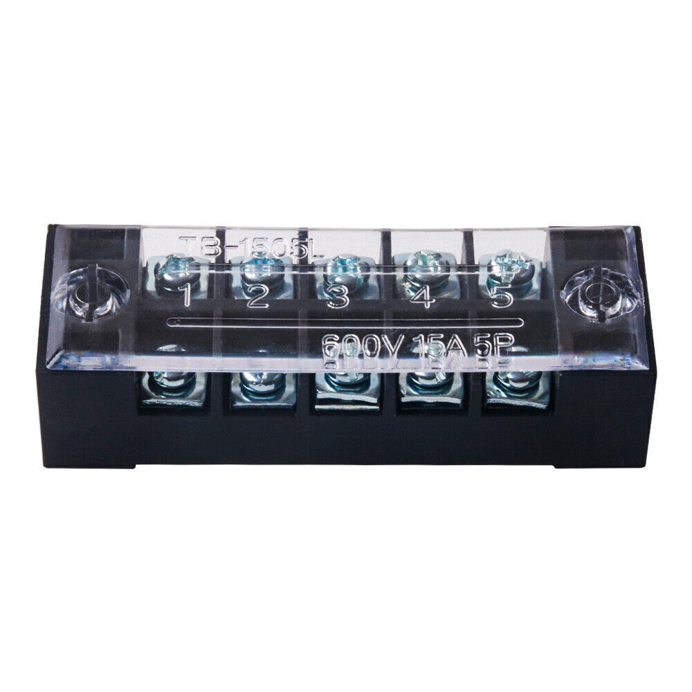 5 Set 5 Positions Dual Rows 600V 15A Wire Barrier Terminal Blocks Strip 5P USA