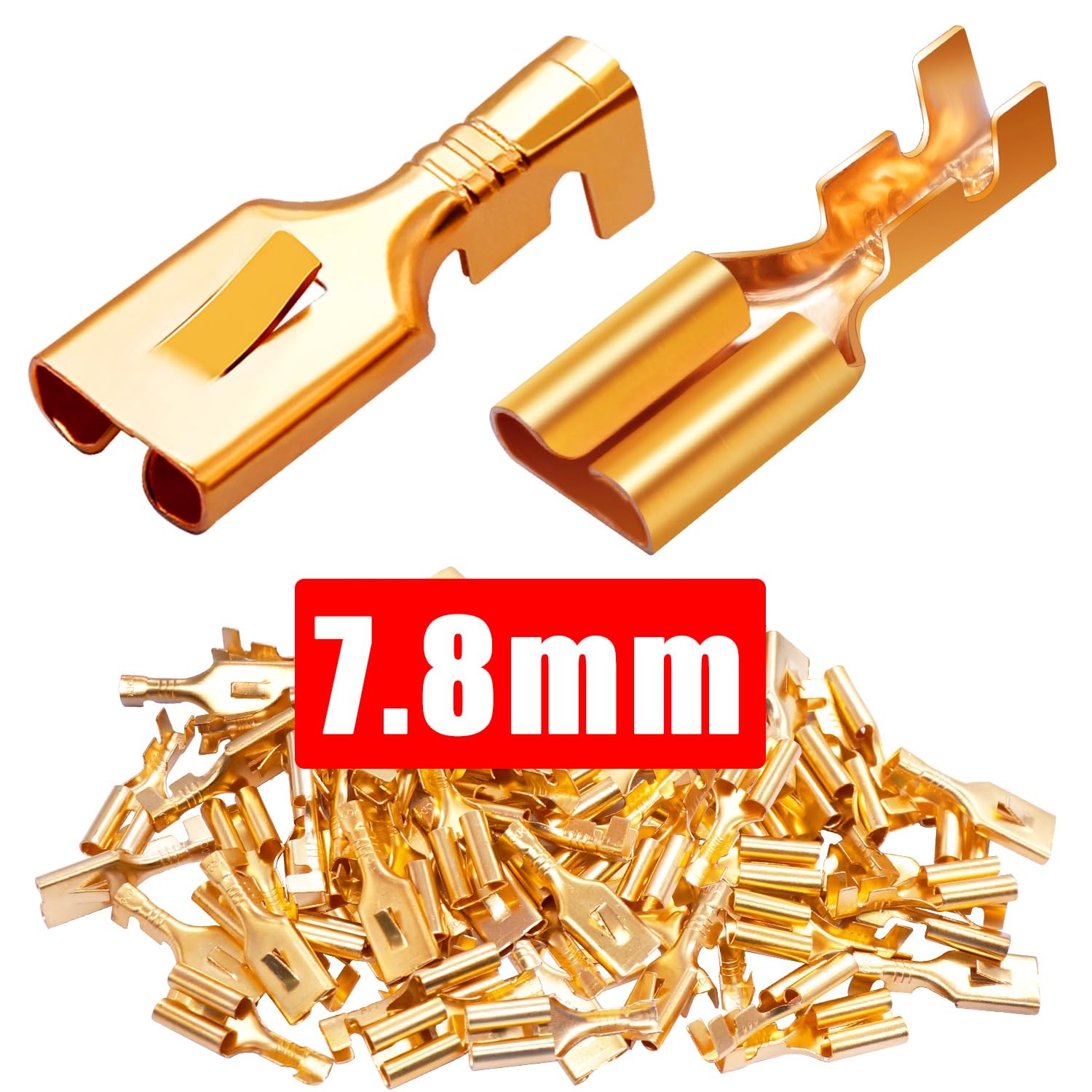Twidec/100PCS 7.8mm Female Spade Connector Quick Female, 7.8MM-100PCS