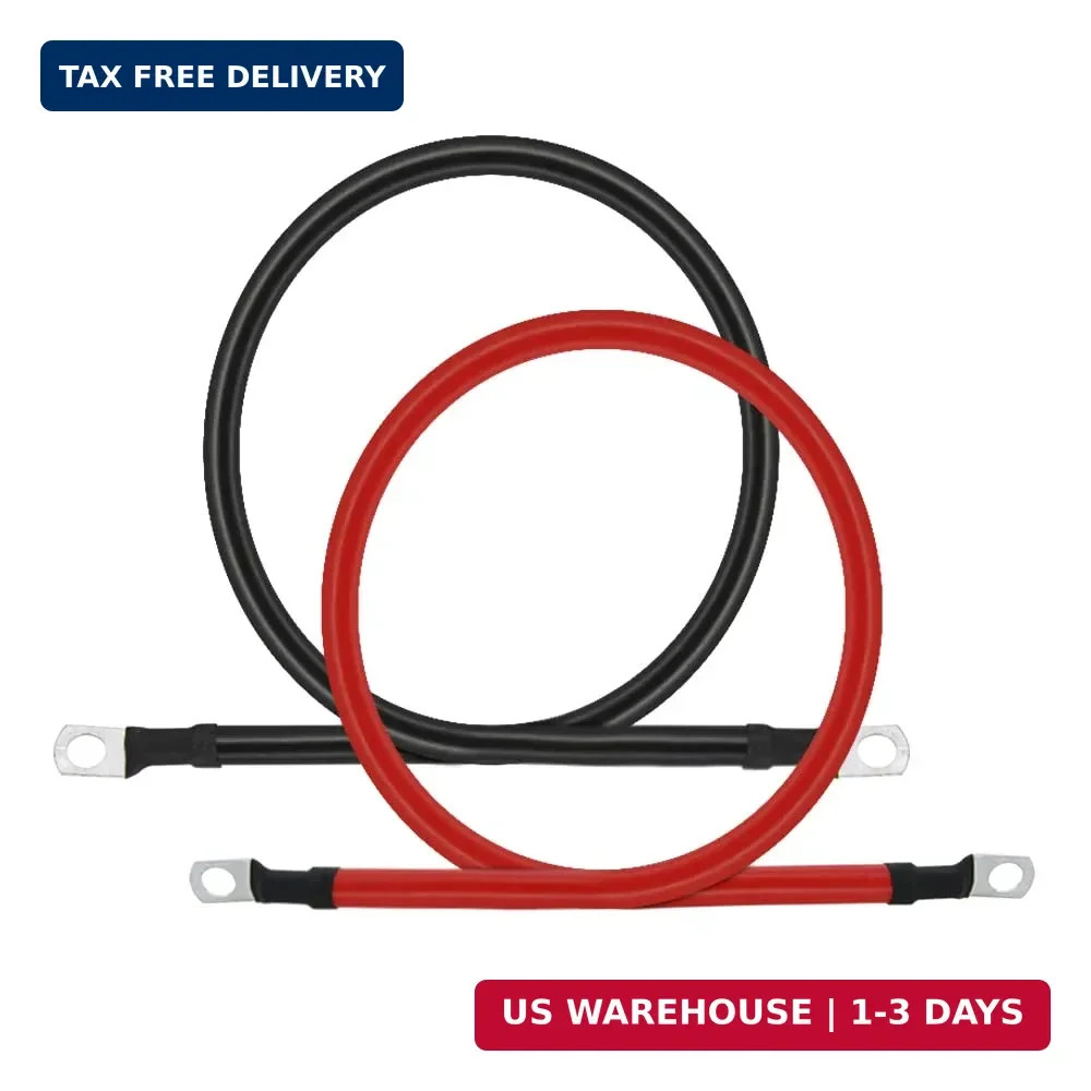 2 AWG Battery Cable 2AWG Gauge Pure Copper Battery Inverter Cables with 3/8 in L