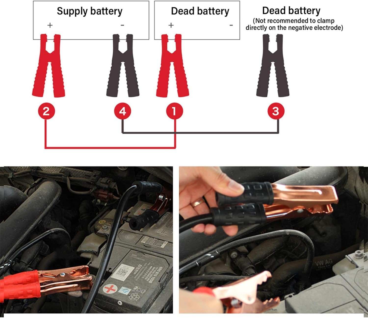 2PCS Car Battery Charger Clamps Replacement,1000A Heavy Duty Jumper Cable Clamps
