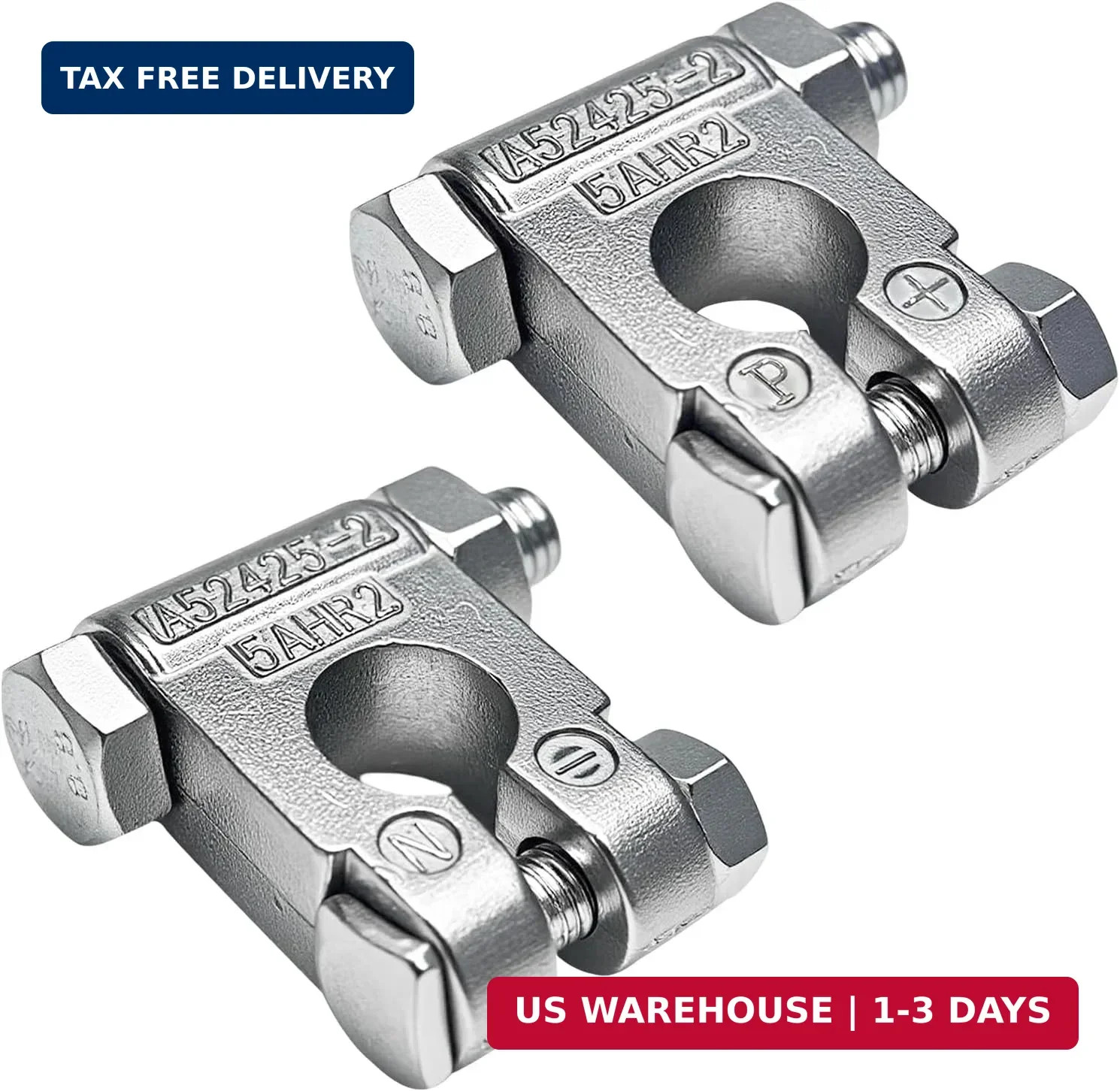 2 PCS Military Spec Battery Terminals, Heavy Duty Zinc Alloy Top Post Battery Te