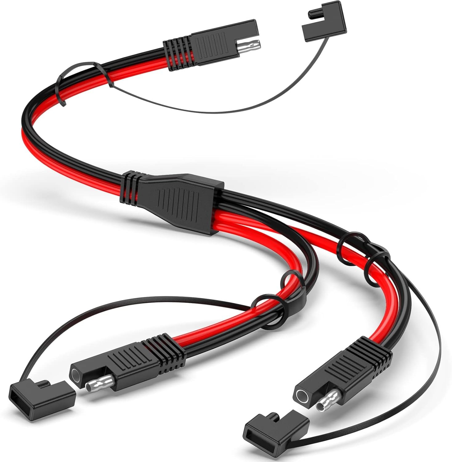 10AWG SAE Y Splitter Cable SAE Quick Disconnect Connector, 1 to 2 SAE to SAE Ext
