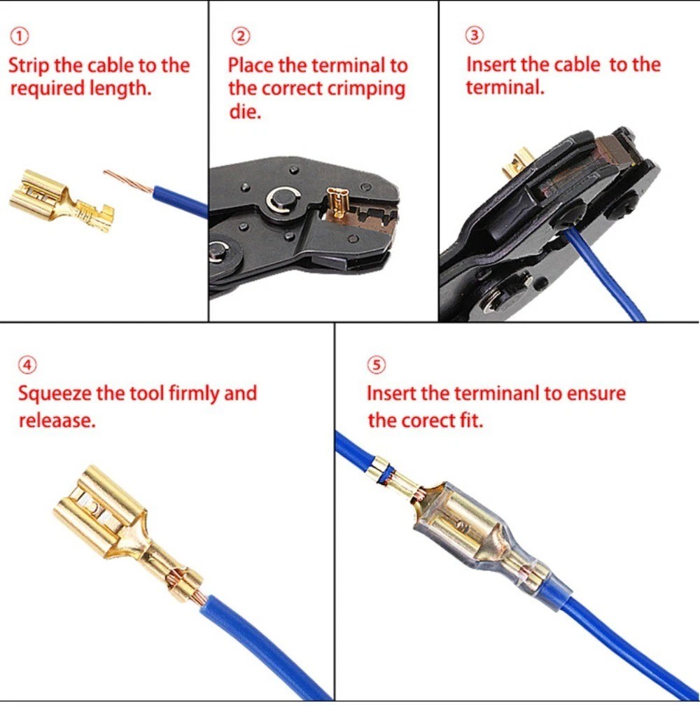 900PCS Male & Female Insulated Electrical Wire Terminals Crimp Spade Connectors