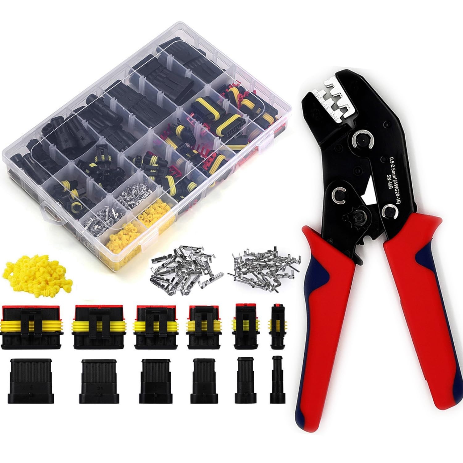800pcs Waterproof Automotive Wire Connectors Kit with Crimper, 22-16 AWG, Male/F