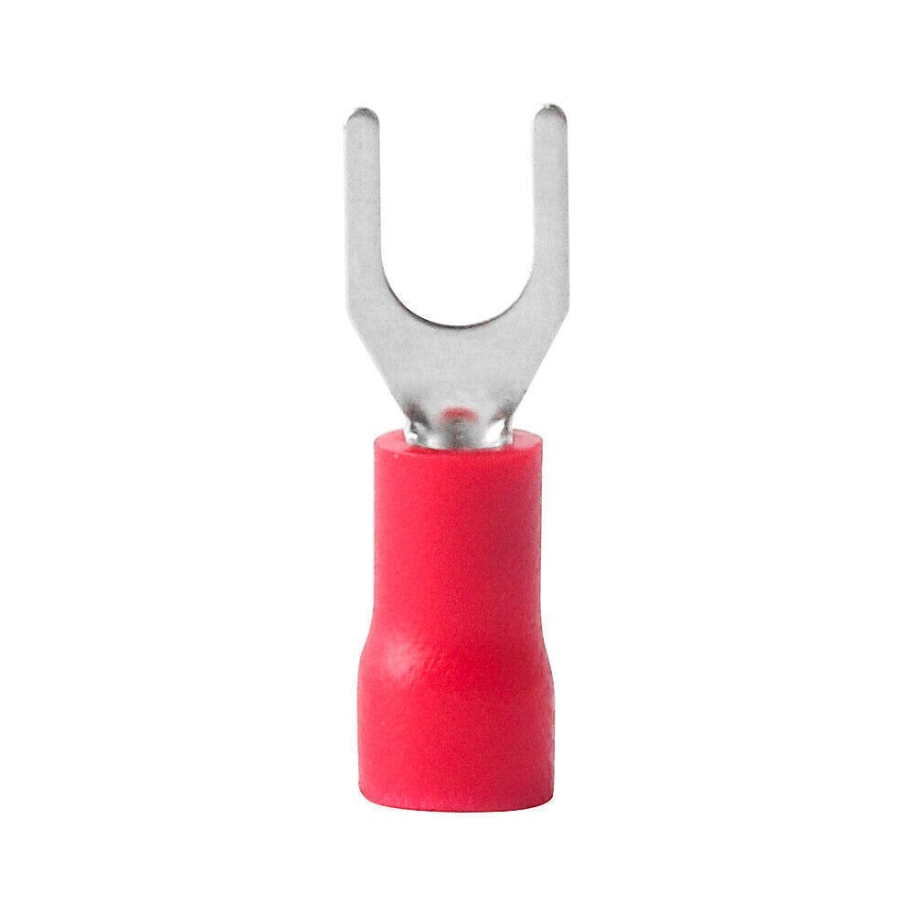 50-1000pcs Red #8 Fork Spade Terminals Insulated Crimp 16-22 AWG Wire Connectors