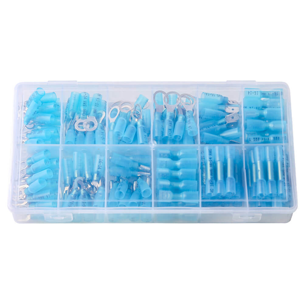180x 16-14AWG Heat Shrink Wire Connectors Assortment CrimpTerminal Marine Case