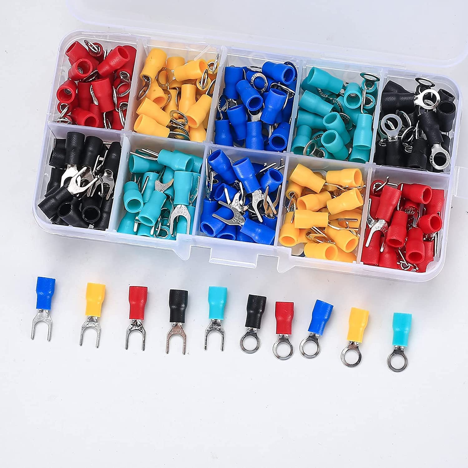 200 Pcs Electrical Insulated Wire Connectors Kit, Wire Terminals Lug Set, Mix…