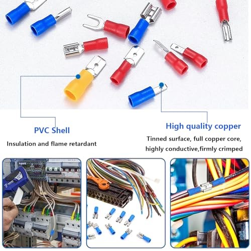 Wire Crimp Connectors 2.8mm/4.8mm/6.3mm 22-10AWG Male and Female 125Pcs